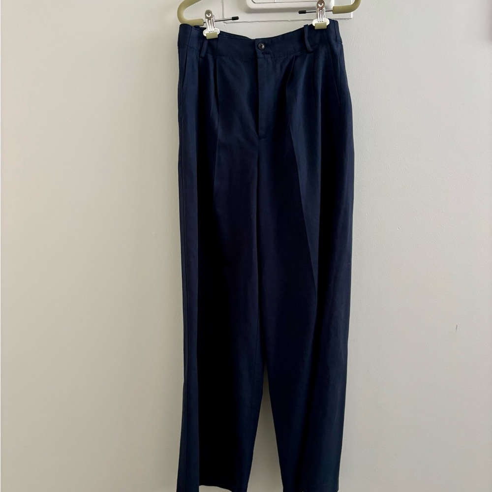 Madewell The Harlow Wide-Leg Pant in Drapey Twill size 4 in Deep Indigo - Picture 7 of 10